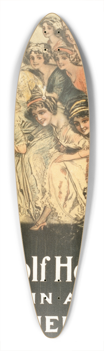 Otis Lithograph Co - De Wolf Hopper in A matinee idol 39.3 inch art pintail longboard deck