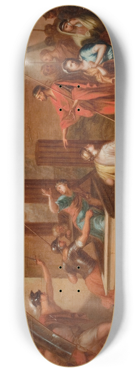 Continental School - Mythological Scene of a Tomb in a Landscape with Classical Ruins 8.25 inch art skate deck