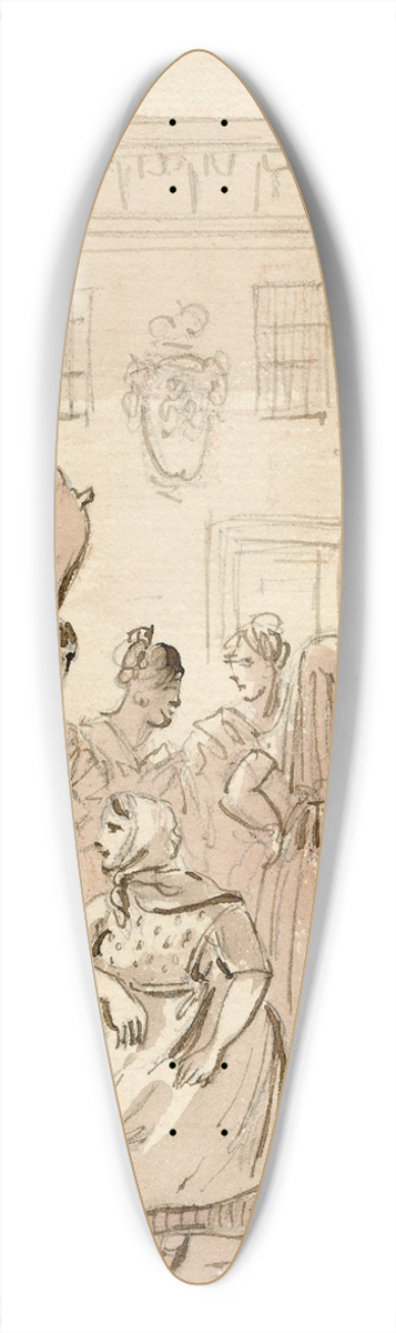 Otto Howen - Groep vrouwen verzameld op een plein 39.3 inch art pintail longboard deck