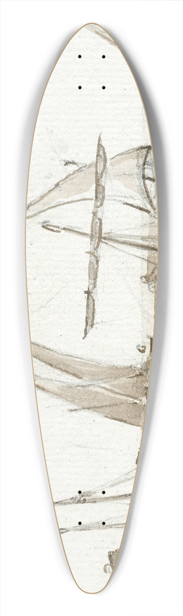 Otto Howen - Zeilscheepjes bij een kust 39.3 inch art pintail longboard deck