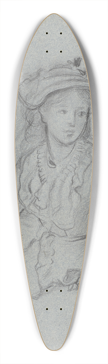 Otto Scholderer - Luise Scholderer in Rschenjacke und mit Hut, Halbfigur, sitzend 39.3 inch art pintail longboard deck