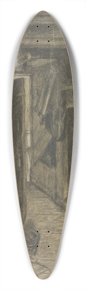 Otto Scholderer - View into a shed 39.3 inch art pintail longboard deck