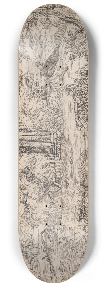 Cornelis Bisschop - Classical Landscape withFigures 8.25 inch art skate deck