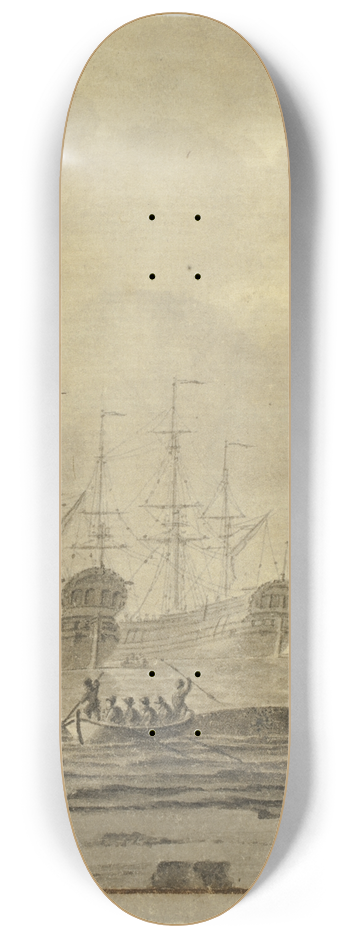 Cornelis de Grient - Whaling Ships and Small Boats with Whale 8.25 inch art skate deck