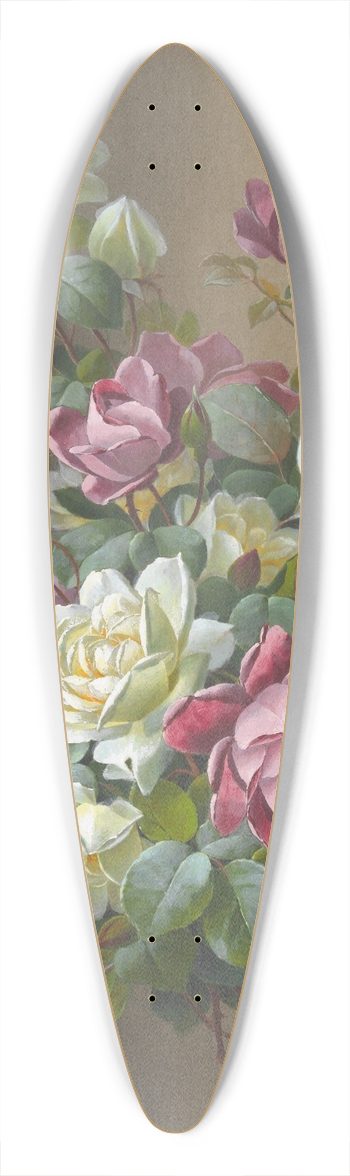 Paul de Longpre - Roses 39.3 inch art pintail longboard deck