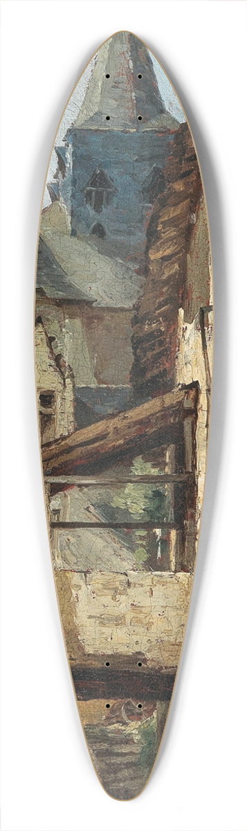 Paul Dsir Trouillebert - A Town Scene 39.3 inch art pintail longboard deck