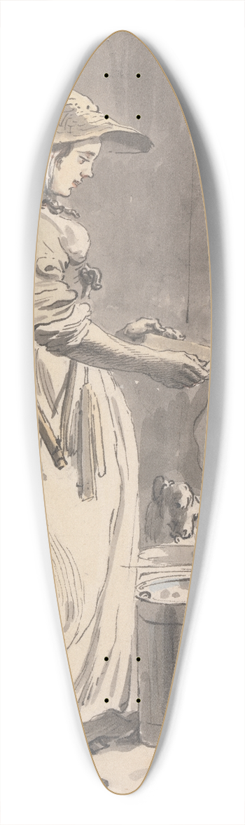 Paul Sandby - London Cries; A Milkmaid 39.3 inch art pintail longboard deck