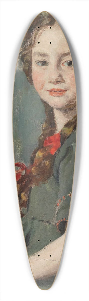Paul Schroeter - Portrait Of A Girl With Apples 39.3 inch art pintail longboard deck