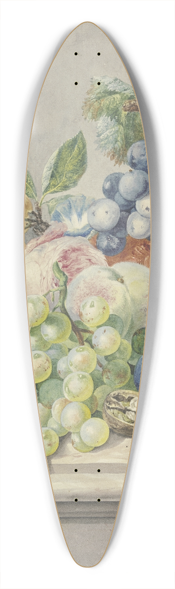 Paul Theodor Van Brussel - Fruchtstck mit einer aufgeschnittenen Melone und zwei Rosen, Trauben, Pfirsichen, Pflaumen und einer Walnuss 39.3 inch art pintail longboard deck