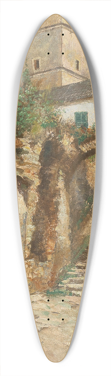Paul Unbereit - Wachau, Scene of Weissenkirchen on the Danube 39.3 inch art pintail longboard deck