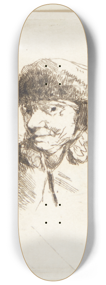 Cornelis Pietersz. Bega - Smilende gammel kvinde med pelshue 8.25 inch art skate deck