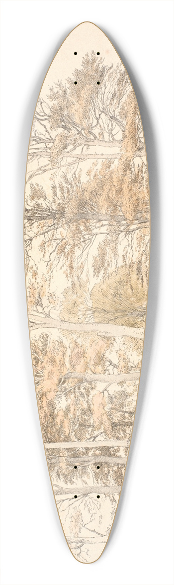 P. C. Skovgaard - Hje trer med efterrslv p bakket grund 39.3 inch art pintail longboard deck