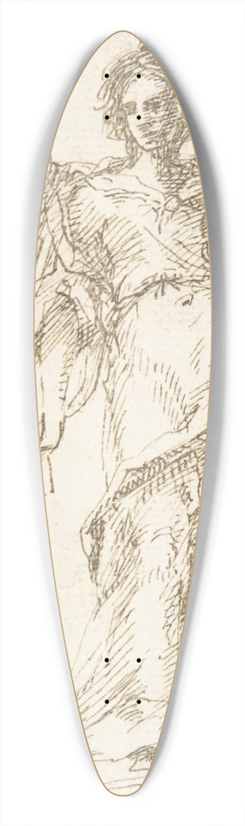 Pedro Duque y Cornejo - Standing Figure of an Angel 39.3 inch art pintail longboard deck