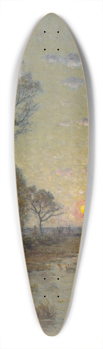 Per Ekstrm - Two Cows in an Evening Landscape 39.3 inch art pintail longboard deck