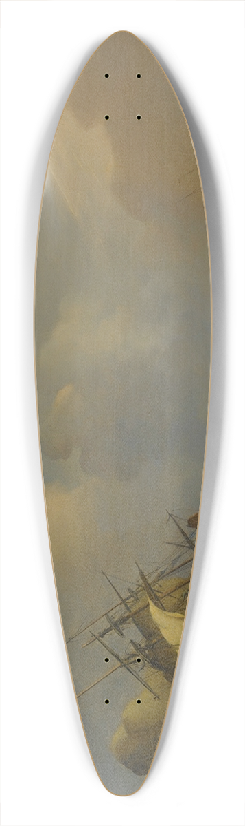 Peter Monamy - A Shipwreck In Heavy Storms, Another Ship In The Distance 39.3 inch art pintail longboard deck