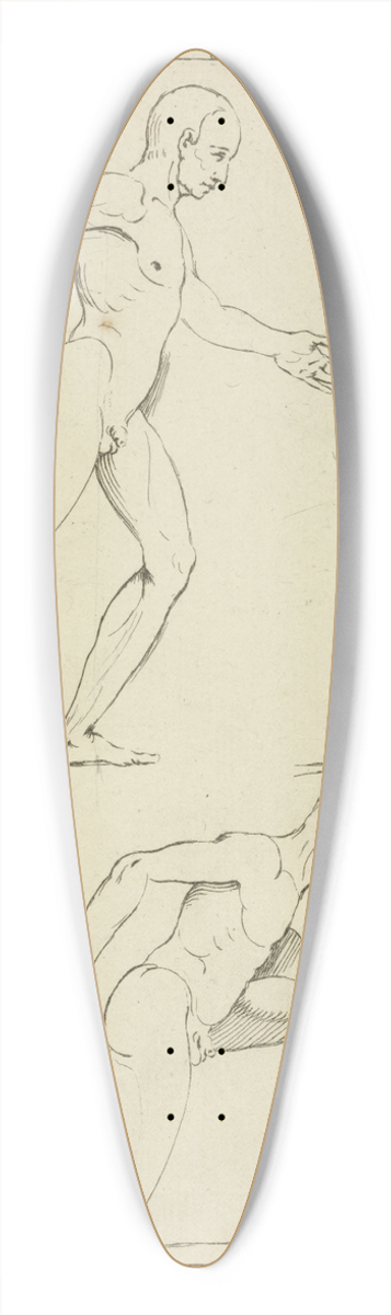 Peter Paul Rubens - Three male figures, one striding and one kneeling 39.3 inch art pintail longboard deck