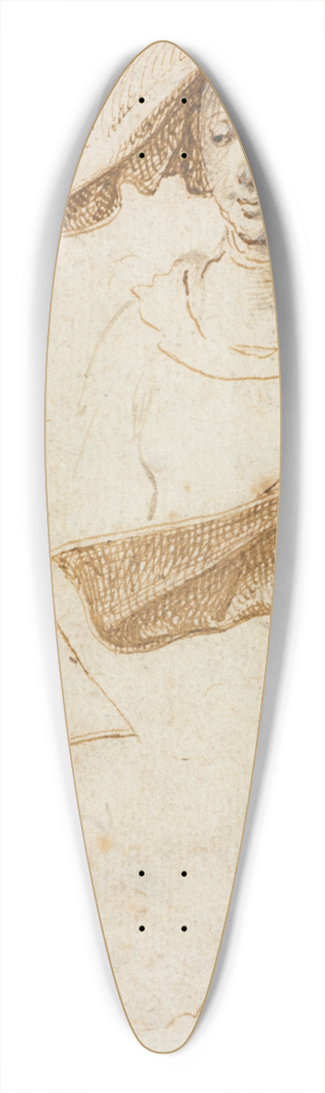 Peter Paul Rubens - Three Studies of a Woman Wearing an Elaborate Headdress 39.3 inch art pintail longboard deck
