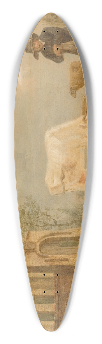 Petrus Johannes van Regemorter - Landscape with Peasants and Cows 39.3 inch art pintail longboard deck