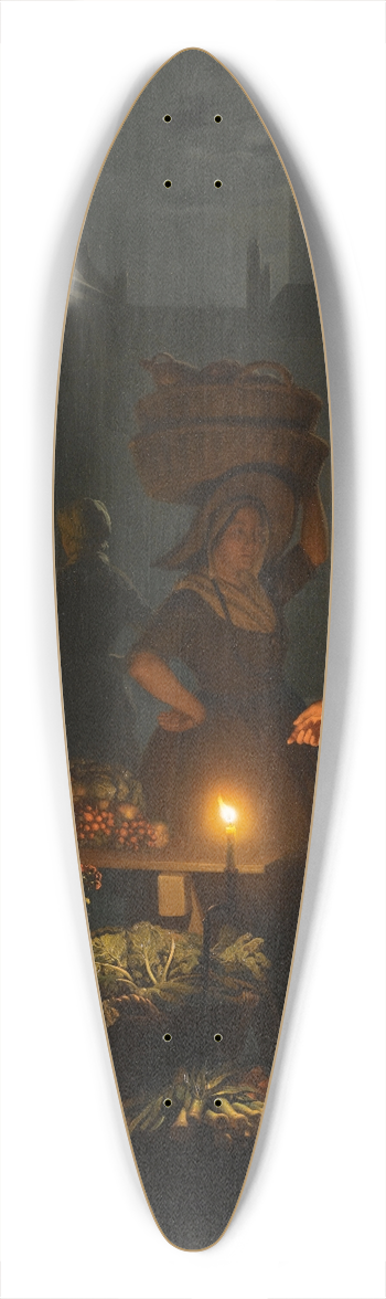 Petrus van Schendel - A Moonlitvegetable Market 39.3 inch art pintail longboard deck