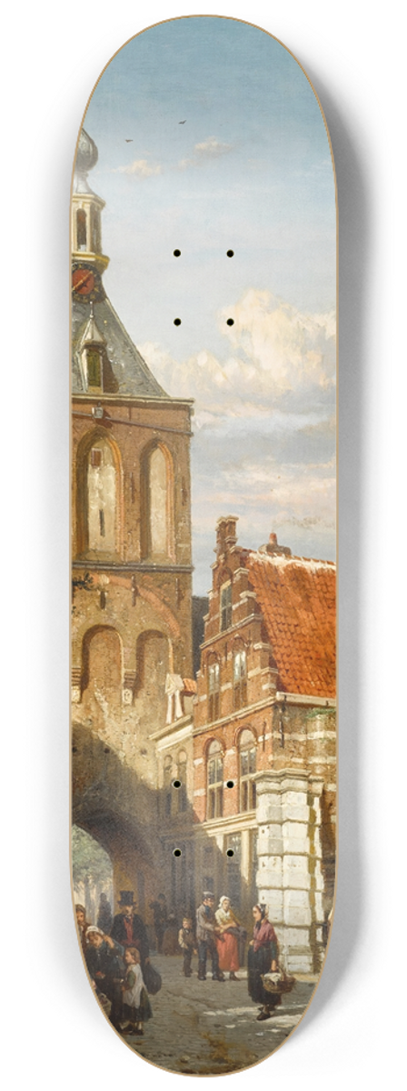 Cornelis Springer - The Binnenpoort,Culemborg 8.25 inch art skate deck