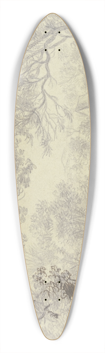 Philippine Schtz - Waldweg, im Hintergrund ein Haus, vorne rechts zwei Rastende 39.3 inch art pintail longboard deck