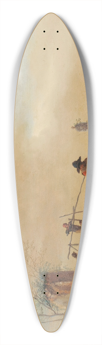 Philips Wouwerman - Riders and horses resting by a river 39.3 inch art pintail longboard deck