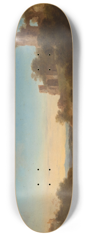 Cornelis Van Poelenburch - Satyrs and sleeping nymphs against Italian landscape 8.25 inch art skate deck