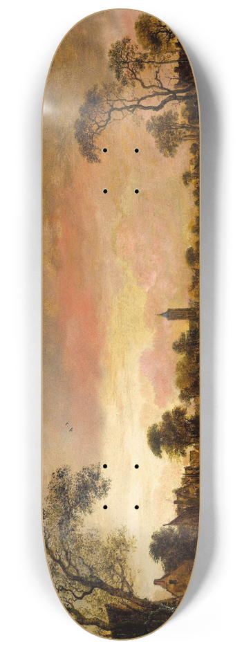Aert van der Neer - River Landscape 8.25 inch art skate deck