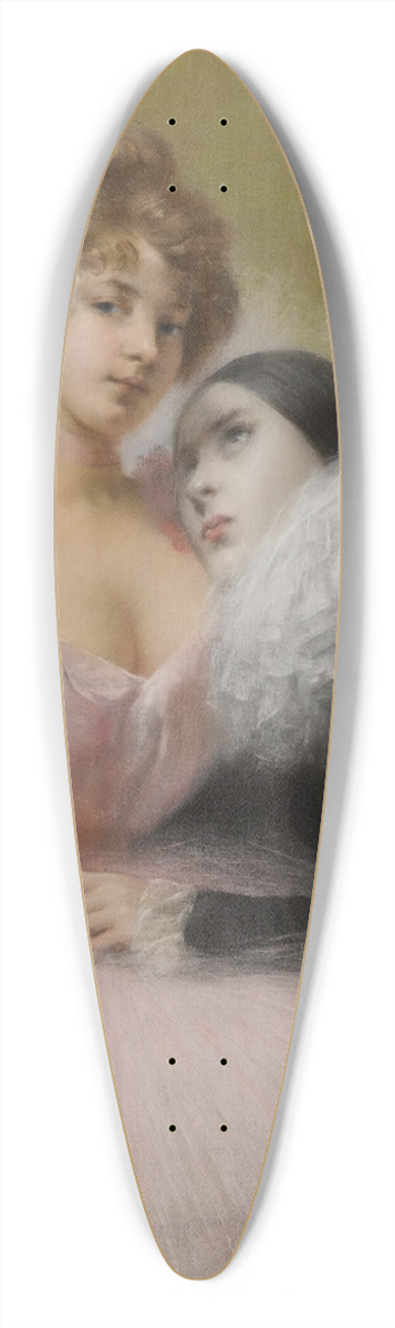 Pierre Carrier-Belleuse - Pierrot and Ballerina 39.3 inch art pintail longboard deck