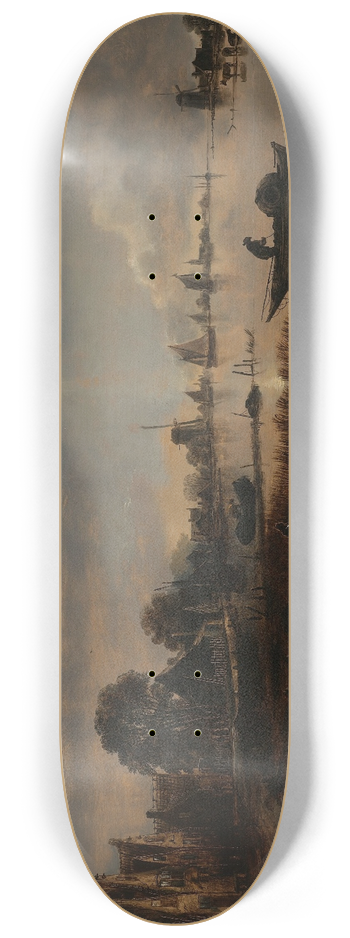 Aert van der Neer - River View by Moonlight 8.25 inch art skate deck