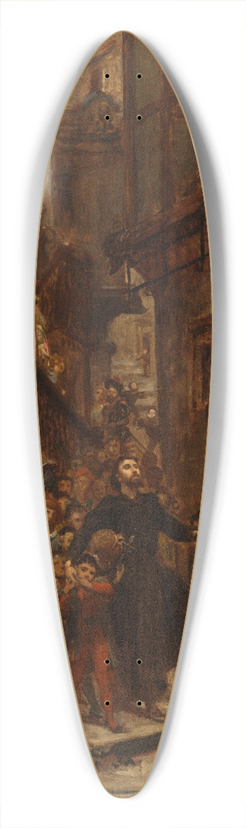 Pierre Paul Lon Glaize - Saint Franois-Xavier parcourant les rues de Goa pour appeler les enfants et les esclaves au catchisme 39.3 inch art pintail longboard deck