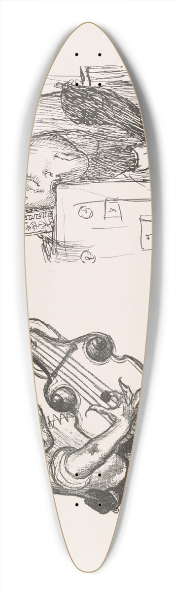 Pierre Puvis de Chavannes - Les caricatures de Puvis de Chavannes Pl.05 39.3 inch art pintail longboard deck