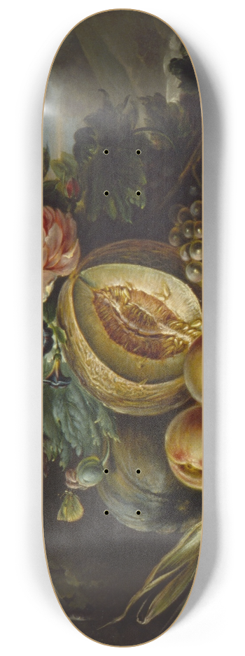 Cornelius de Beet - Still Life with Fruit and Flowers 8.25 inch art skate deck
