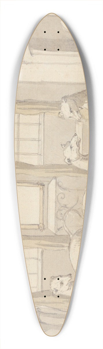 Pieter Casteels - Three Greyhounds in a Room 39.3 inch art pintail longboard deck