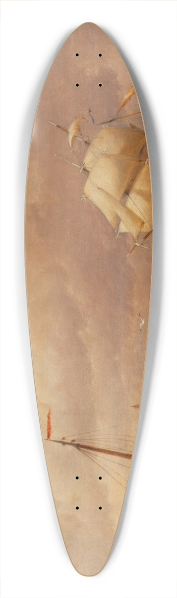 Pieter Cornelis Dommersen - Shipping in the Harbor 39.3 inch art pintail longboard deck
