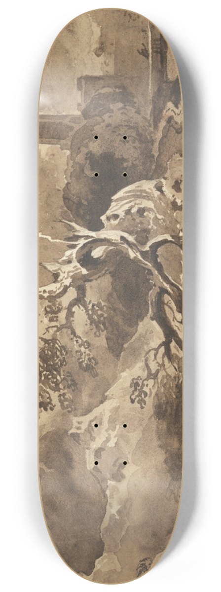 Cornelius Varley - A Tree Struck by Lightning 8.25 inch art skate deck