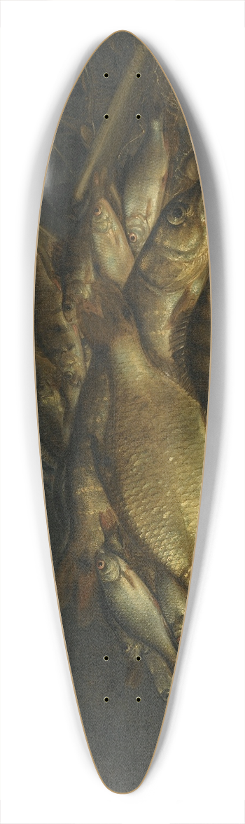 Pieter de Putter - Still Life With Fish, Nets, Fishing Equipment And A Knife On A Table 39.3 inch art pintail longboard deck