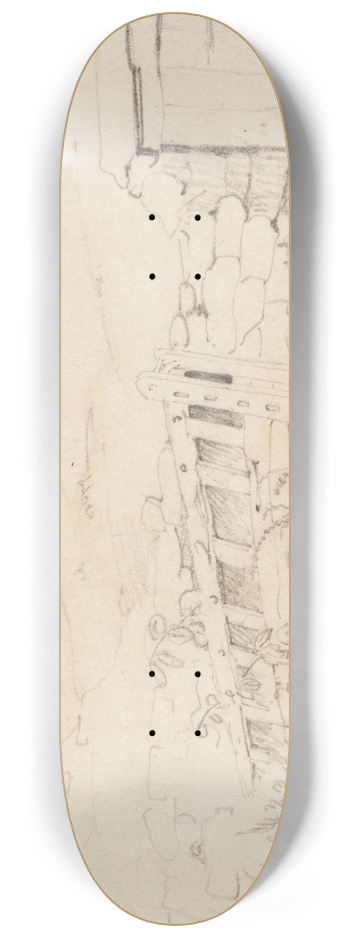 Cornelius Varley - Study of a Stonewall and a Gate 8.25 inch art skate deck