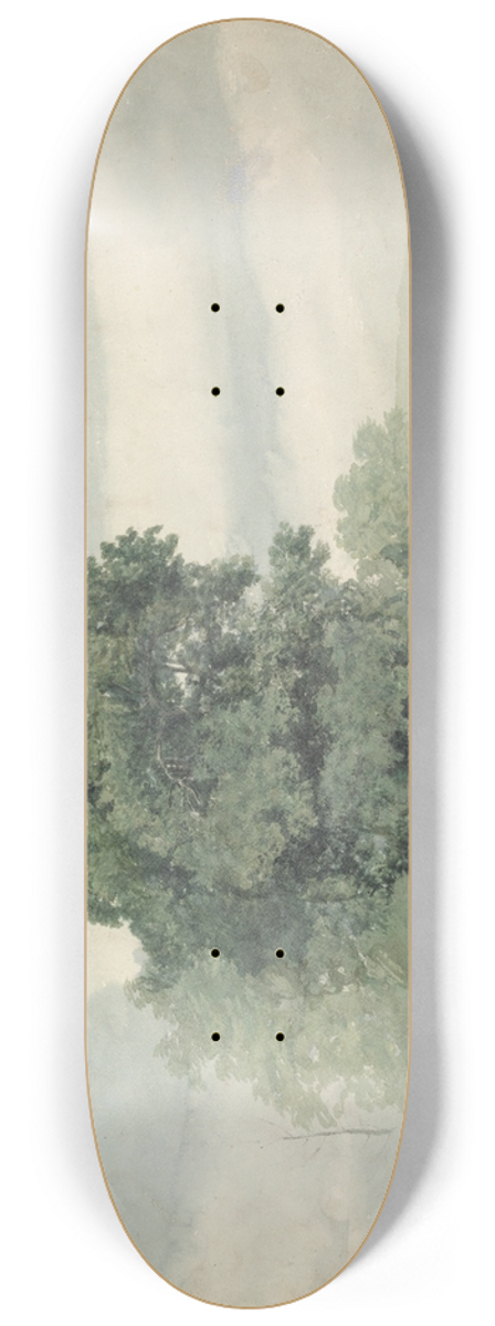 Cornelius Varley - Study of Trees at the Edge of a Field 8.25 inch art skate deck