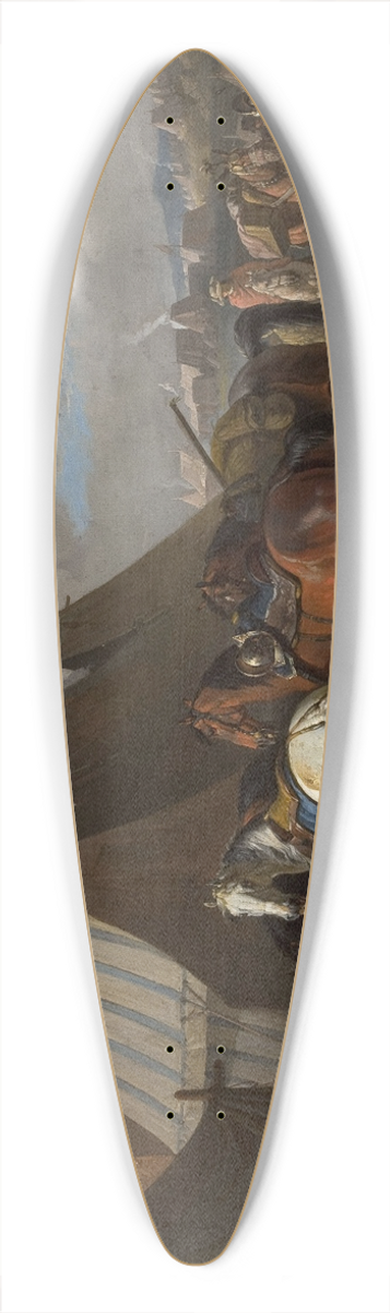 Pieter van Bloemen - Camp Scene with a Woman at the Bonfire to the Left 39.3 inch art pintail longboard deck