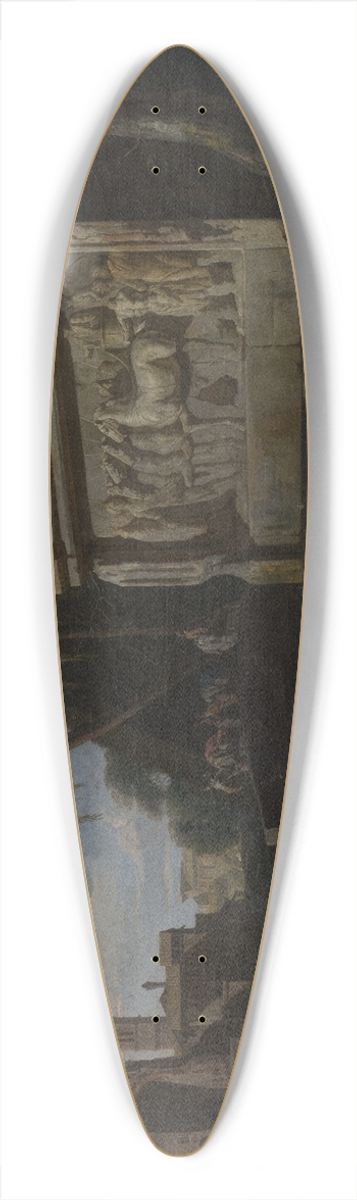 Pieter van Bloemen - Landscape with Ancient Ruins, a Resting Flock in the Front 39.3 inch art pintail longboard deck
