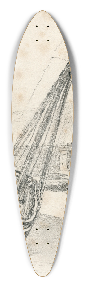 Pieter van Loon - Een zeilboot op het strand bij Dover 39.3 inch art pintail longboard deck