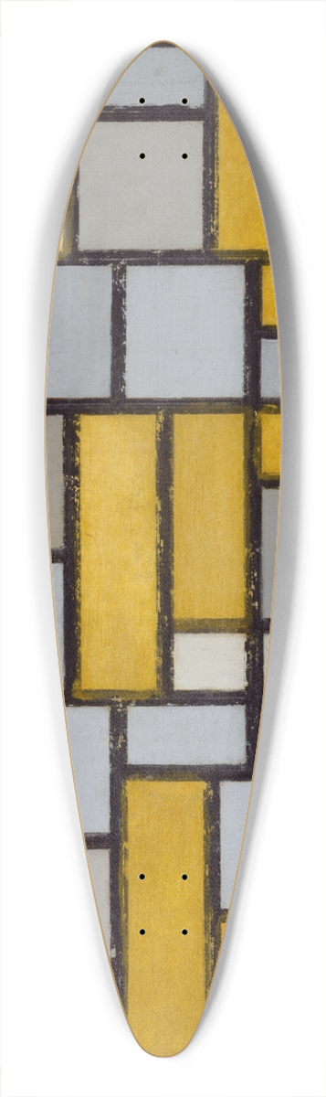 Piet Mondrian - Composition with Grid 1 39.3 inch art pintail longboard deck