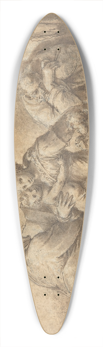 Polidoro da Caravaggio - The Holy Family with Saint Elizabeth and the Infant John the Baptist 39.3 inch art pintail longboard deck