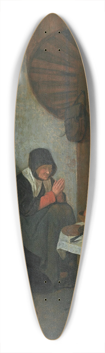 Quirijn Van Brekelenkam - An old woman in an interior saying grace before a meal 39.3 inch art pintail longboard deck
