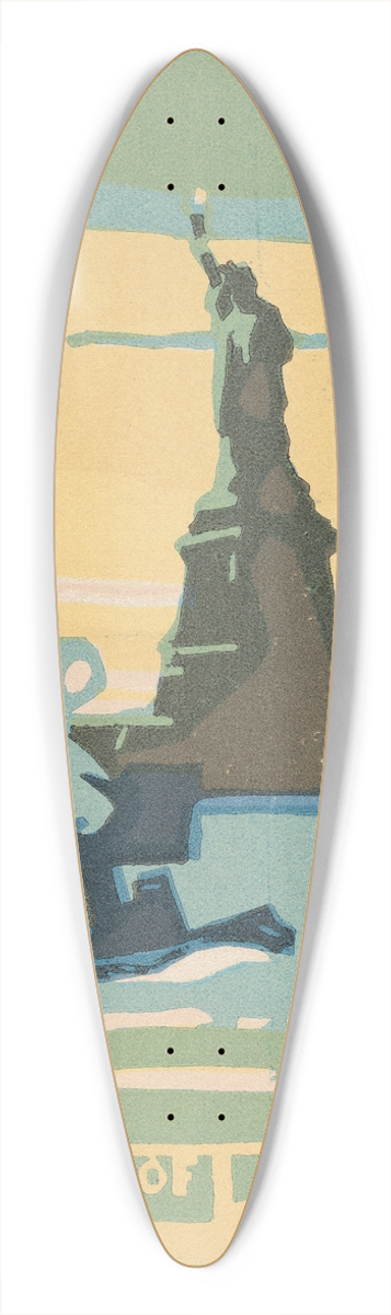 Rachael Robinson Elmer - Statue of Liberty 39.3 inch art pintail longboard deck