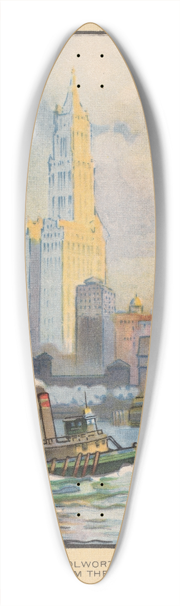 Rachael Robinson Elmer - The Woolworth Building from the Ferry 39.3 inch art pintail longboard deck
