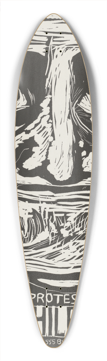 Rachael Romero - Protest fascist Chilean junta 39.3 inch art pintail longboard deck