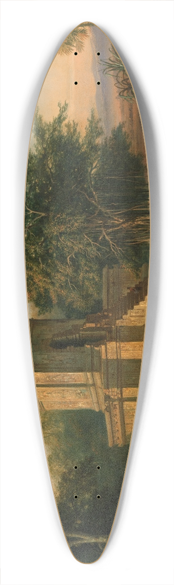 Raden Saleh - Javanese Temple In Ruins 39.3 inch art pintail longboard deck