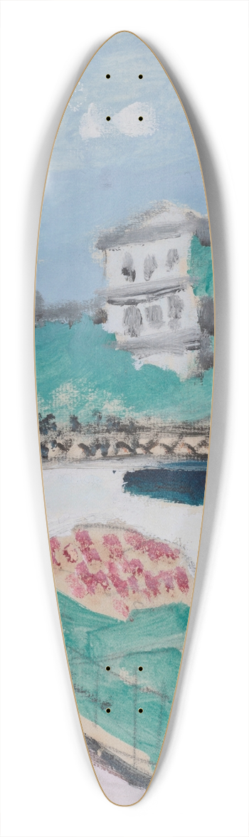 Raymond McIntyre - Bridge over river 39.3 inch art pintail longboard deck